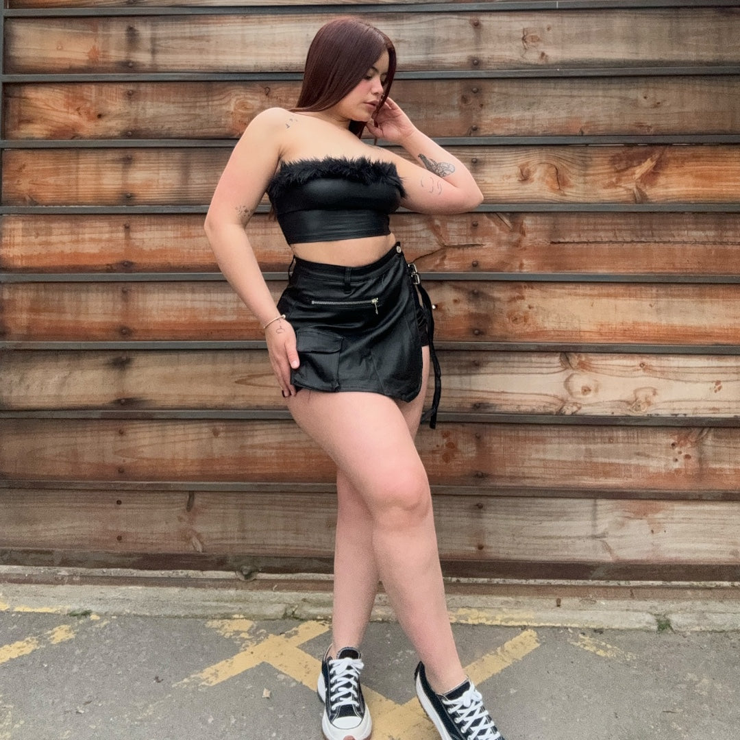 Falda shorts ecocuero