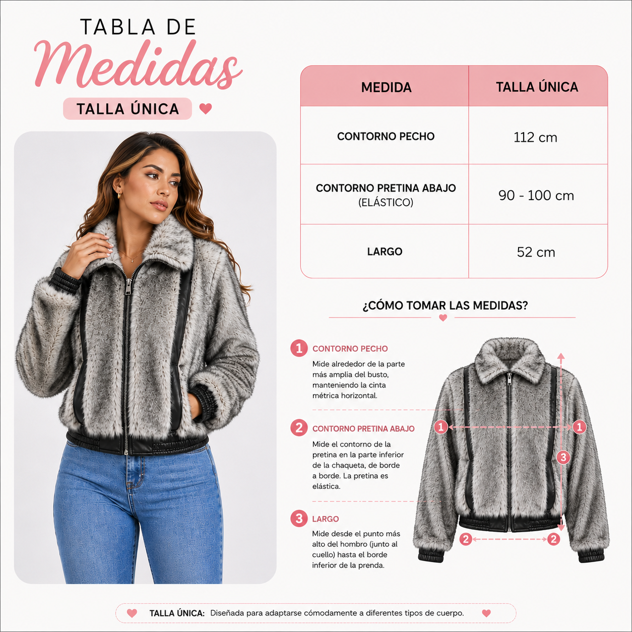 Chaqueta Efecto Pelo Gris